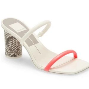 Dolce Vita Noles Coral Snake Leather Square Toe Block Heel Sandals 8